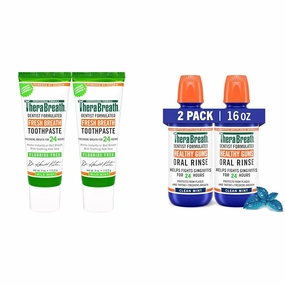 TheraBreath Dentist Formulated Toothpaste (4 Oz, Pack of 2) and Antigingivitis Mouthwash (16 Fl Oz, 2-Pack) Bundle