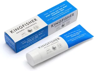 THREE PACKS of Kingfisher Natural Aloe Vera Tea Tree Mint Fluoride Free Toothpaste 100ml by Kingfisher Natural