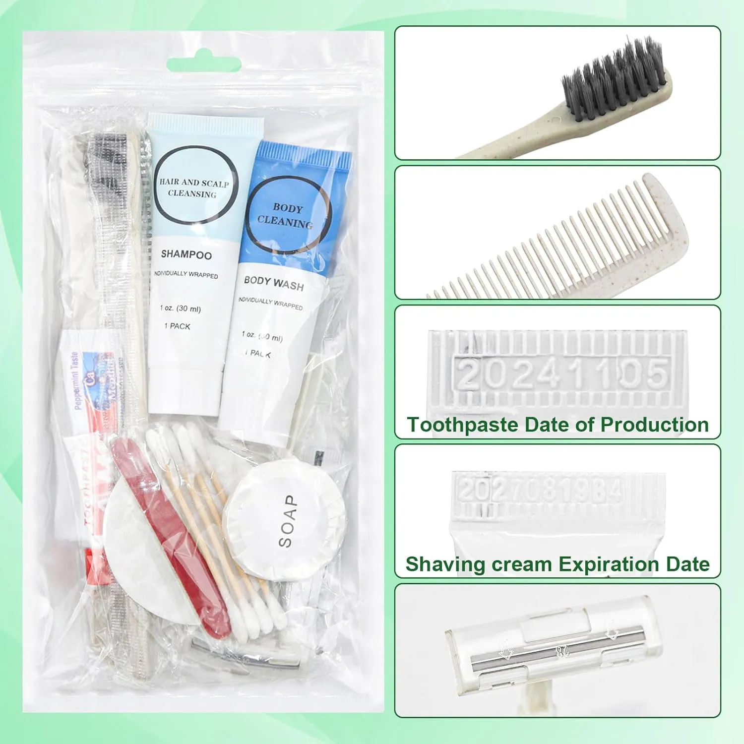 Toiletry Kits Homeless Personal Hygiene Care Package Kits Supplies In Bulk, Disposable Travel Size Essential Women Men Toiletries Set for Hotel,Charity,Camping,Travel (7.1 Inch, 40, Count)