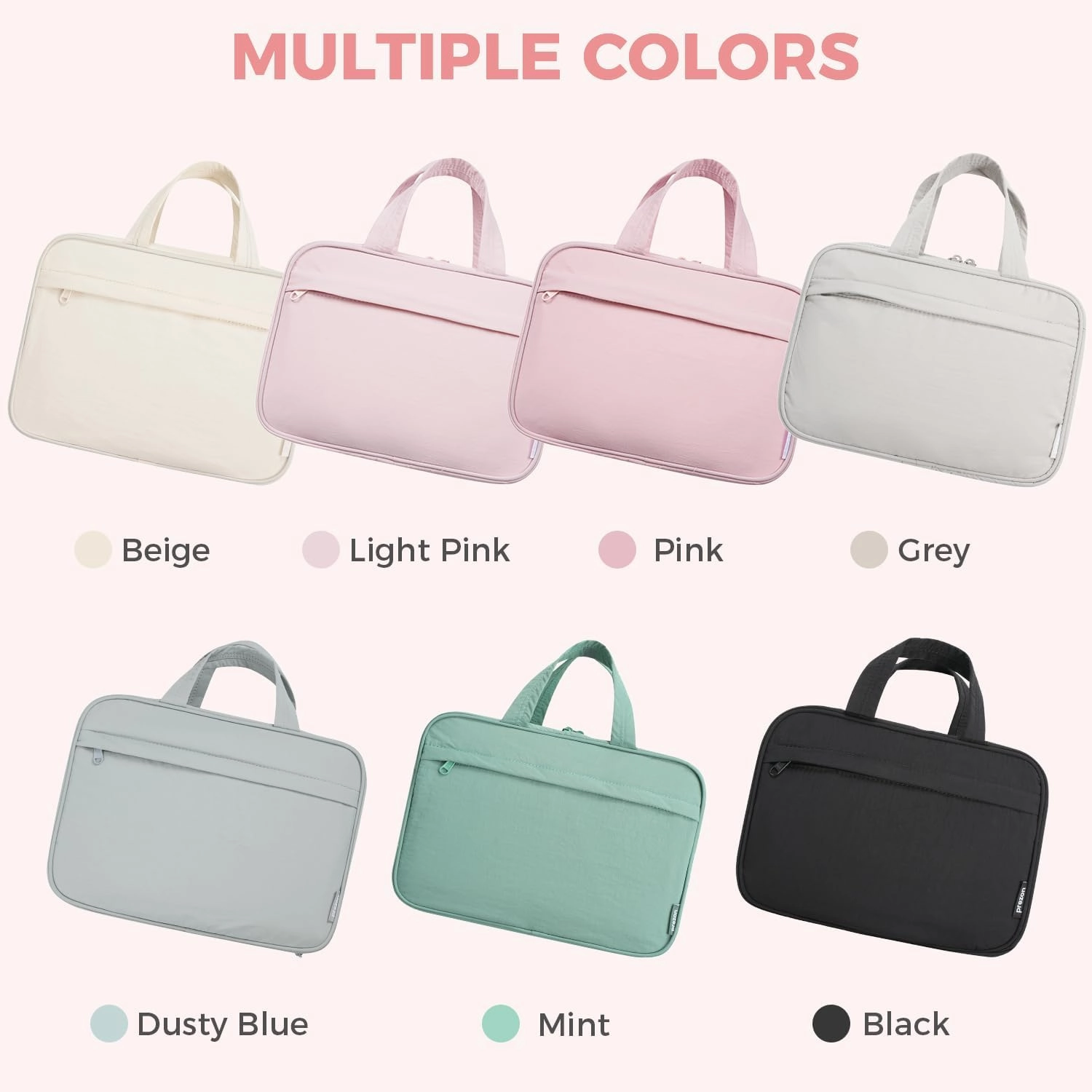 Toiletry Bag For women,Portable Hanging Organizer,4 Leakproof Compartment for full-sized Conditioner, Brushes Set, Makeup Accessories,Visible and easy to access.L-light pink