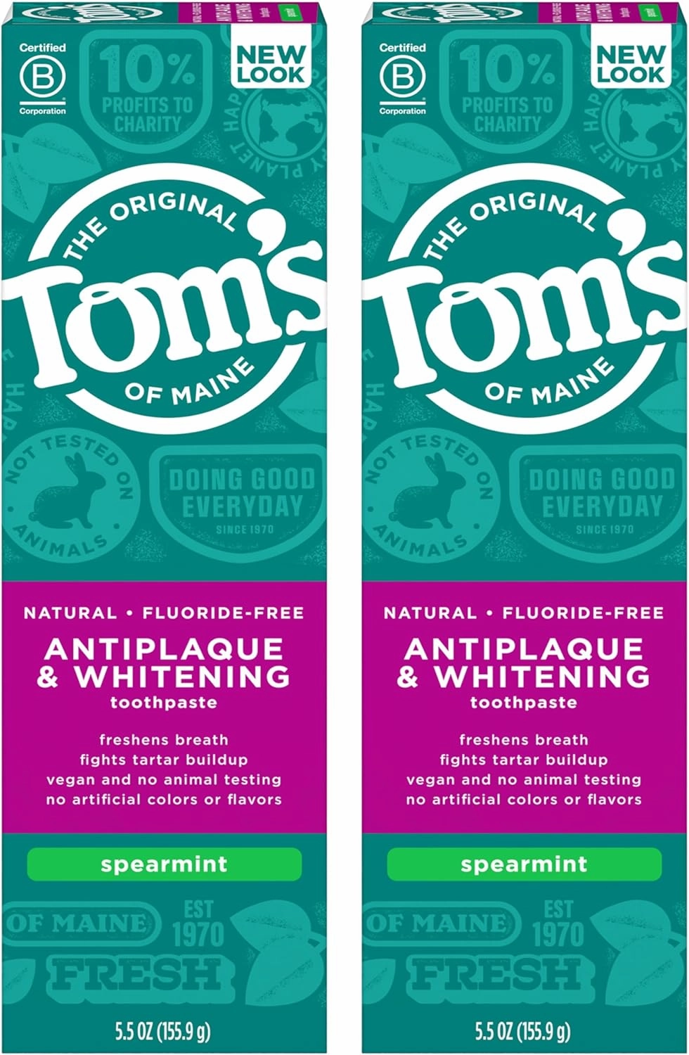 Tom's of Maine Fluoride-Free Antiplaque & Whitening Natural Toothpaste, 5.5 Ounce (Pack of 2) - Packaging May Vary