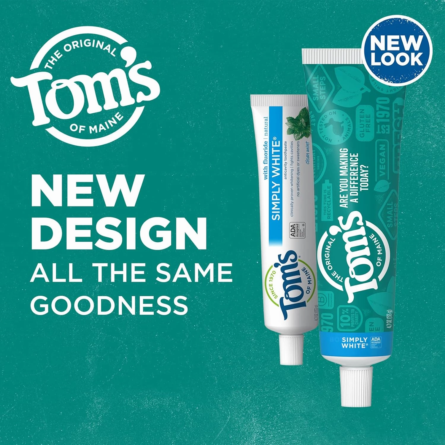 Tom's of Maine Simply White Toothpaste, Clean Mint, 4.7 oz. 3-Pack (Packaging May Vary)