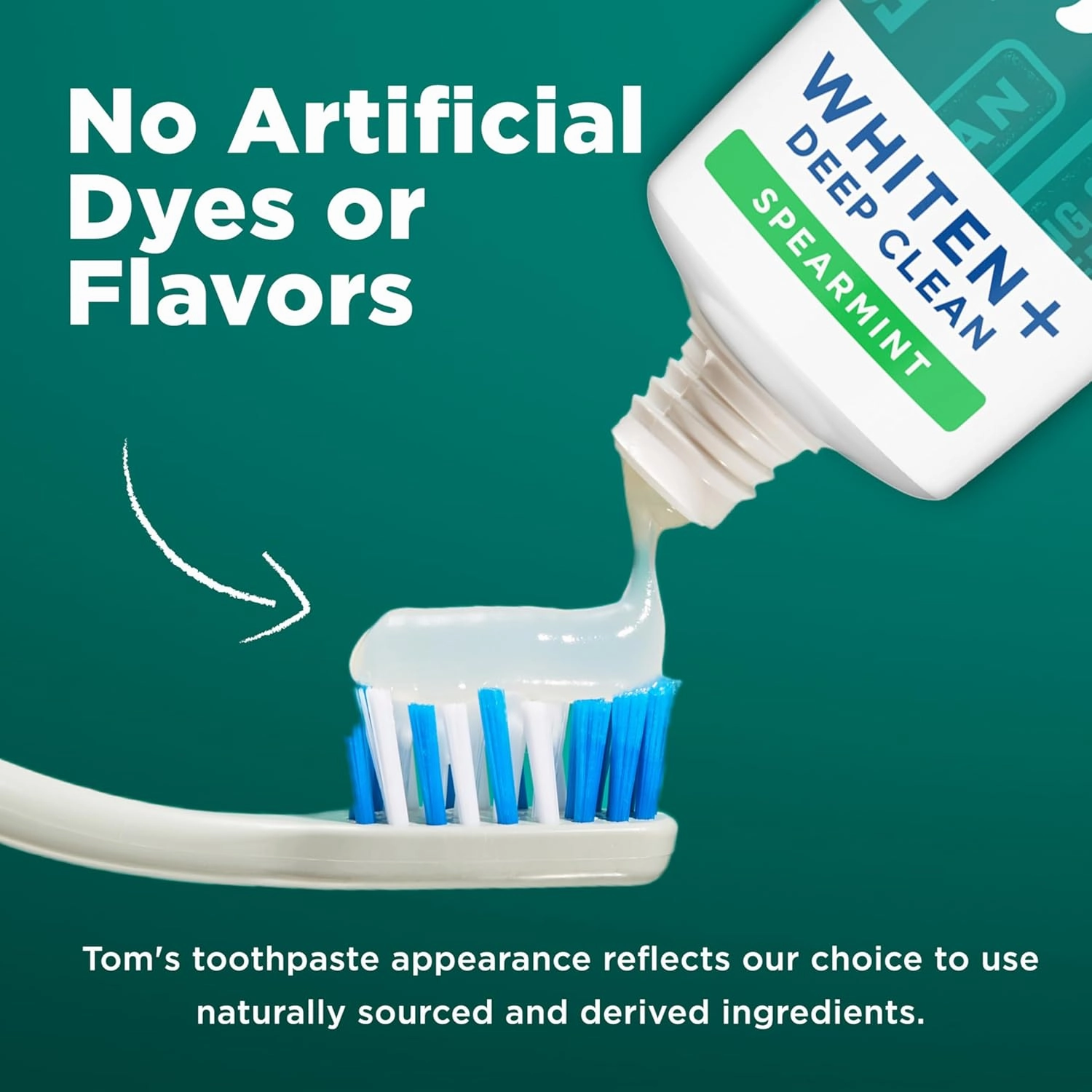 Tom's of Maine Whiten Plus Deep Clean Whitening Toothpaste, Natural Whitening Toothpaste with Plant-Based Cleansers, Enamel Safe, Whitens Without Causing Sensitivity, Spearmint, 4.0 Oz (Pack of 3)