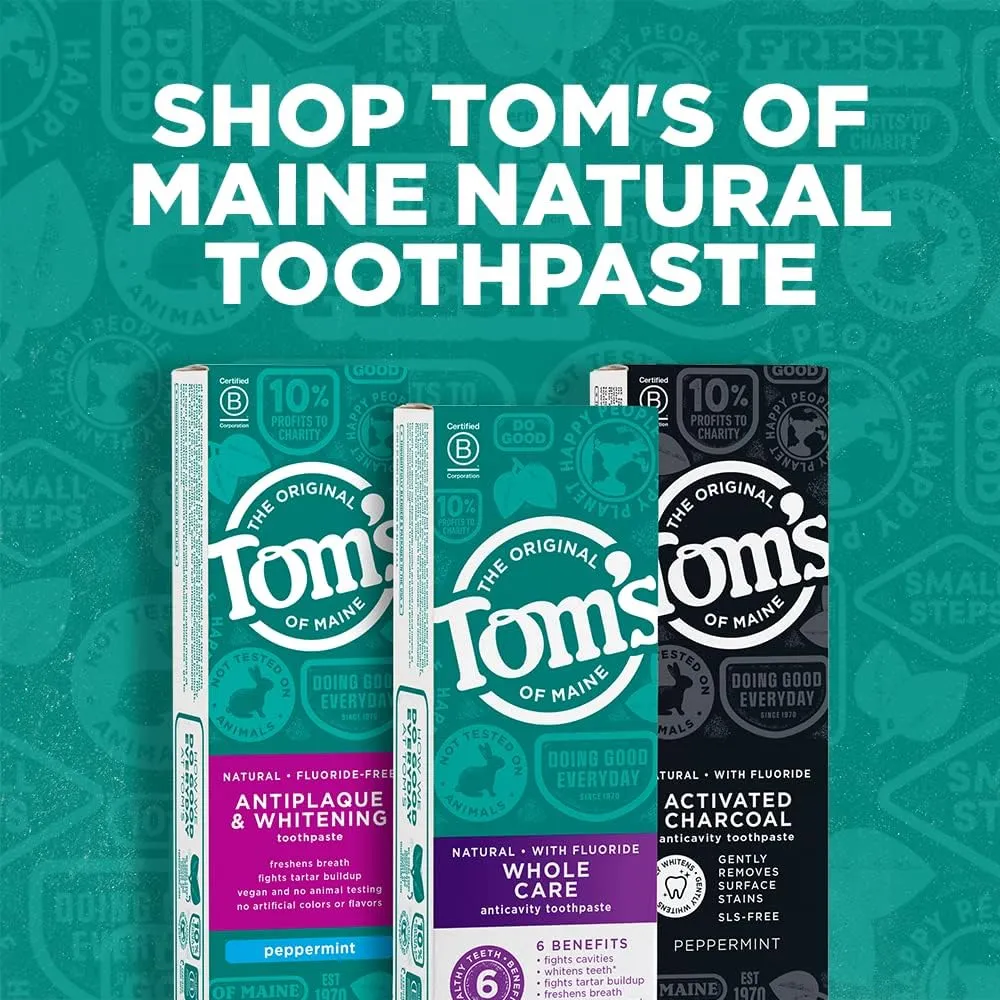 Tom's of Maine Activated Charcoal Whitening Toothpaste with Fluoride, Peppermint, 4.7 oz. 3-Pack (Packaging May Vary)