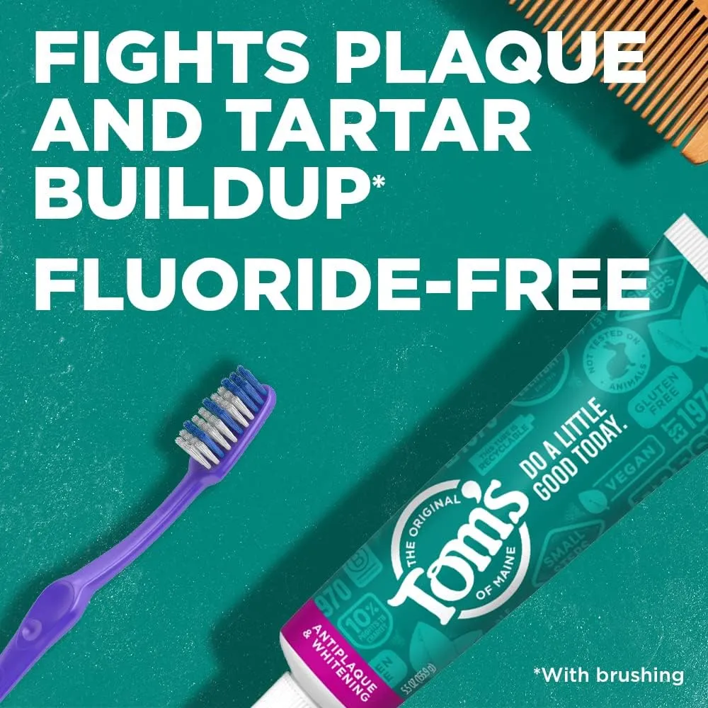 Tom's of Maine Fluoride-Free Antiplaque & Whitening Natural Toothpaste, Fennel, 5.5 oz. 2-Pack