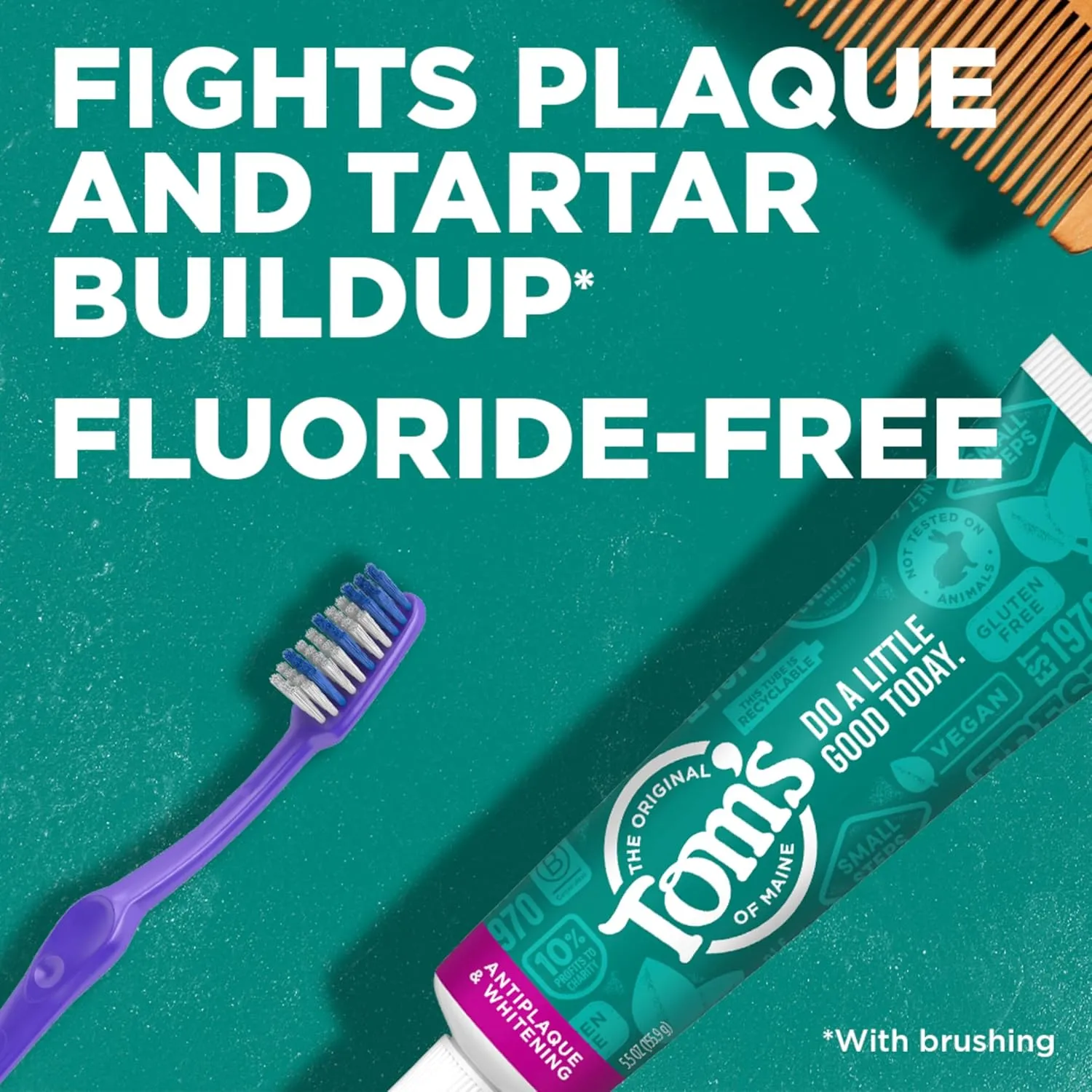 Tom's of Maine Fluoride-Free Antiplaque & Whitening Natural Toothpaste, Peppermint, 5.5 oz. (Pack of 2)