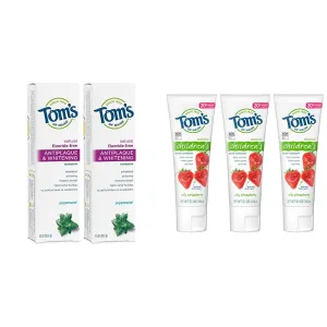 Tom's of Maine Fluoride-Free Antiplaque & Whitening Toothpaste with Tom's of Maine Anticavity Fluoride Children's Toothpaste, Kids Toothpaste, Natural Toothpaste, Silly