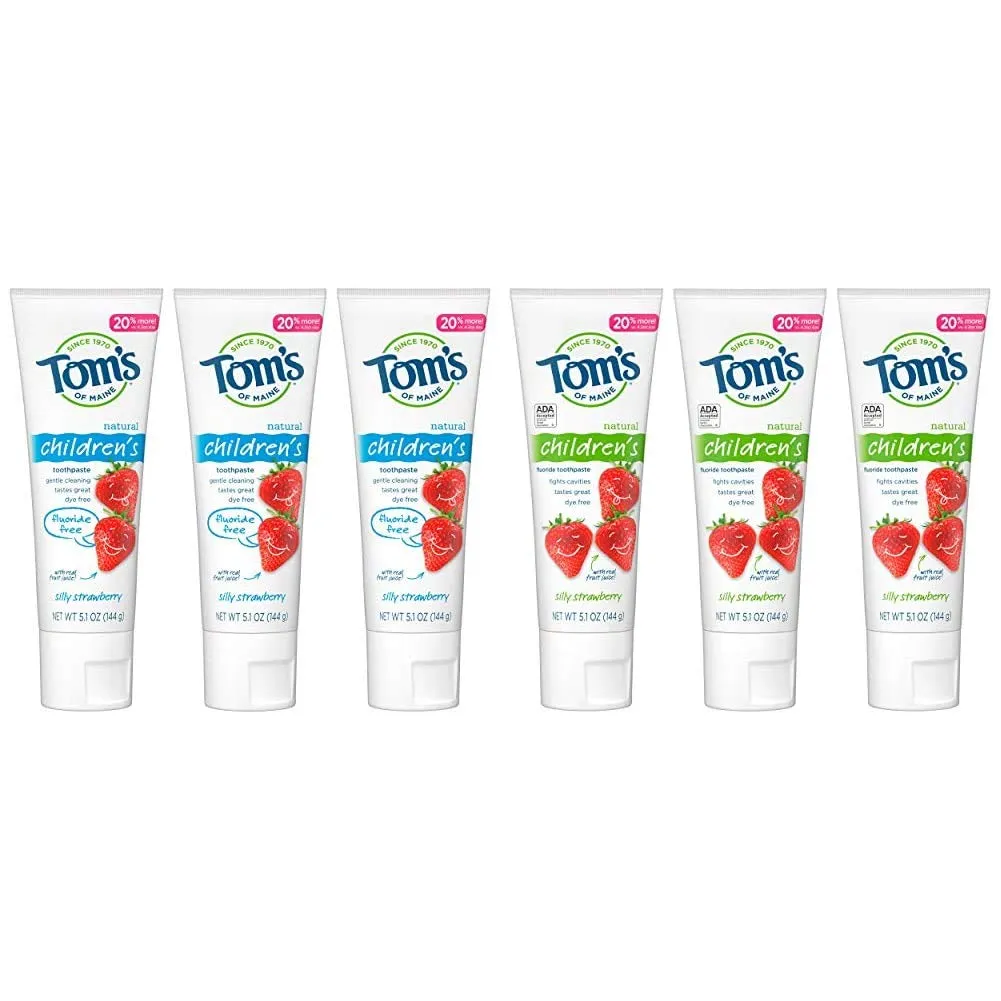 Tom's of Maine Fluoride-Free Children's Toothpaste, Kids Toothpaste with Tom's of Maine Anticavity Fluoride Children's Toothpaste, Kids Toothpaste, Natural Toothpaste, Silly