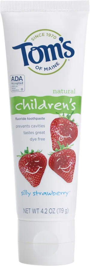 Tom's of Maine Natural Children's Anticavity Fluoride Toothpaste, Silly Strawberry, 4.2 Ounce