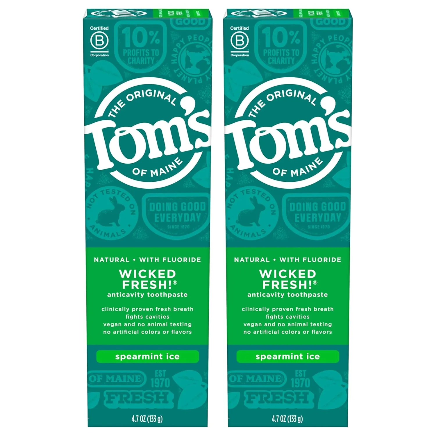Tom's of Maine Natural Wicked Fresh! Fluoride Toothpaste, Spearmint, 4.7 oz. 2-Pack