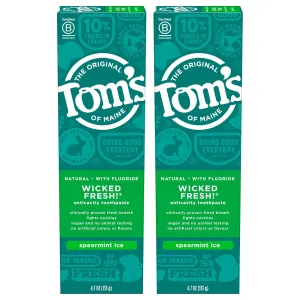 Tom's of Maine Natural Wicked Fresh! Fluoride Toothpaste, Spearmint, 4.7 oz. 2-Pack