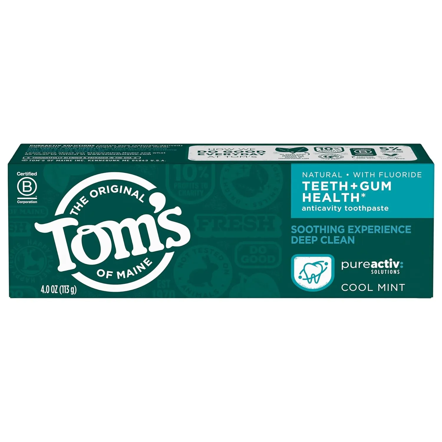 Tom's of Maine PureActiv Teeth   Gum Health* Natural Anticavity Toothpaste Gel 4.0oz , 3-Pack