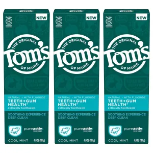 Tom's of Maine PureActiv Teeth   Gum Health* Natural Anticavity Toothpaste Gel 4.0oz , 3-Pack