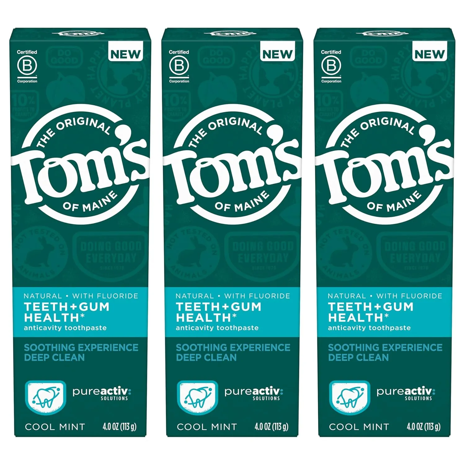 Tom's of Maine PureActiv Teeth   Gum Health* Natural Anticavity Toothpaste Gel 4.0oz , 3-Pack