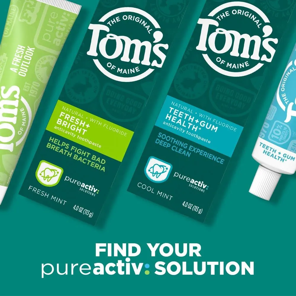 Tom's of Maine PureActiv Teeth   Gum Health* Natural Anticavity Toothpaste Gel 4.0oz , 3-Pack