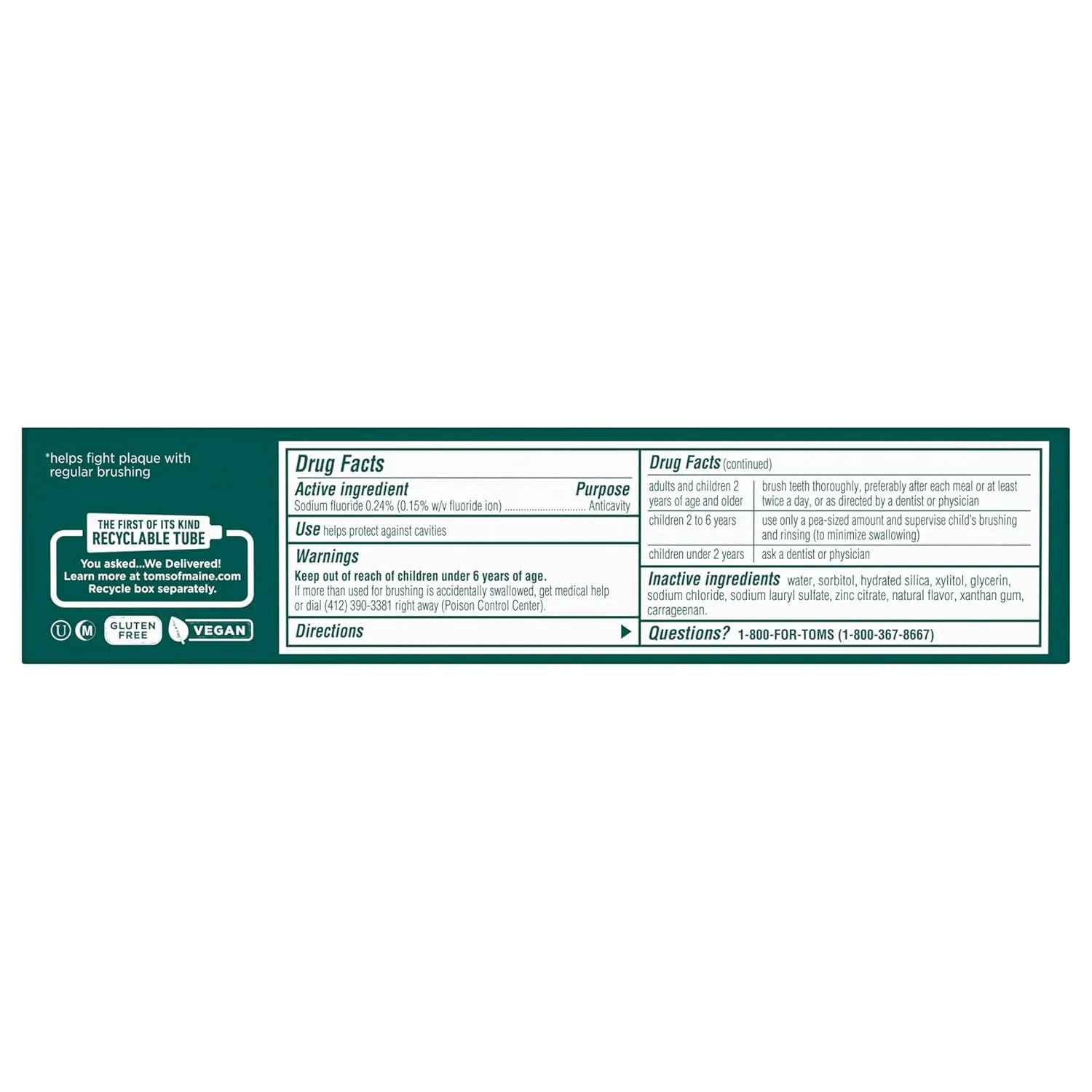 Tom's of Maine PureActiv Teeth   Gum Health* Natural Anticavity Toothpaste Gel 4.0oz , 3-Pack
