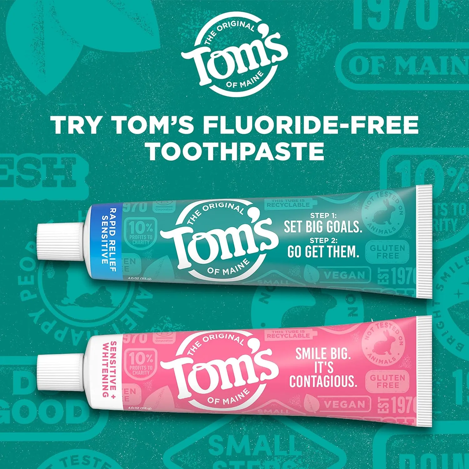 Tom's of Maine Sensitive   Whitening Fluoride Free Toothpaste,Soothing Mint 4.0 oz 3-Pack