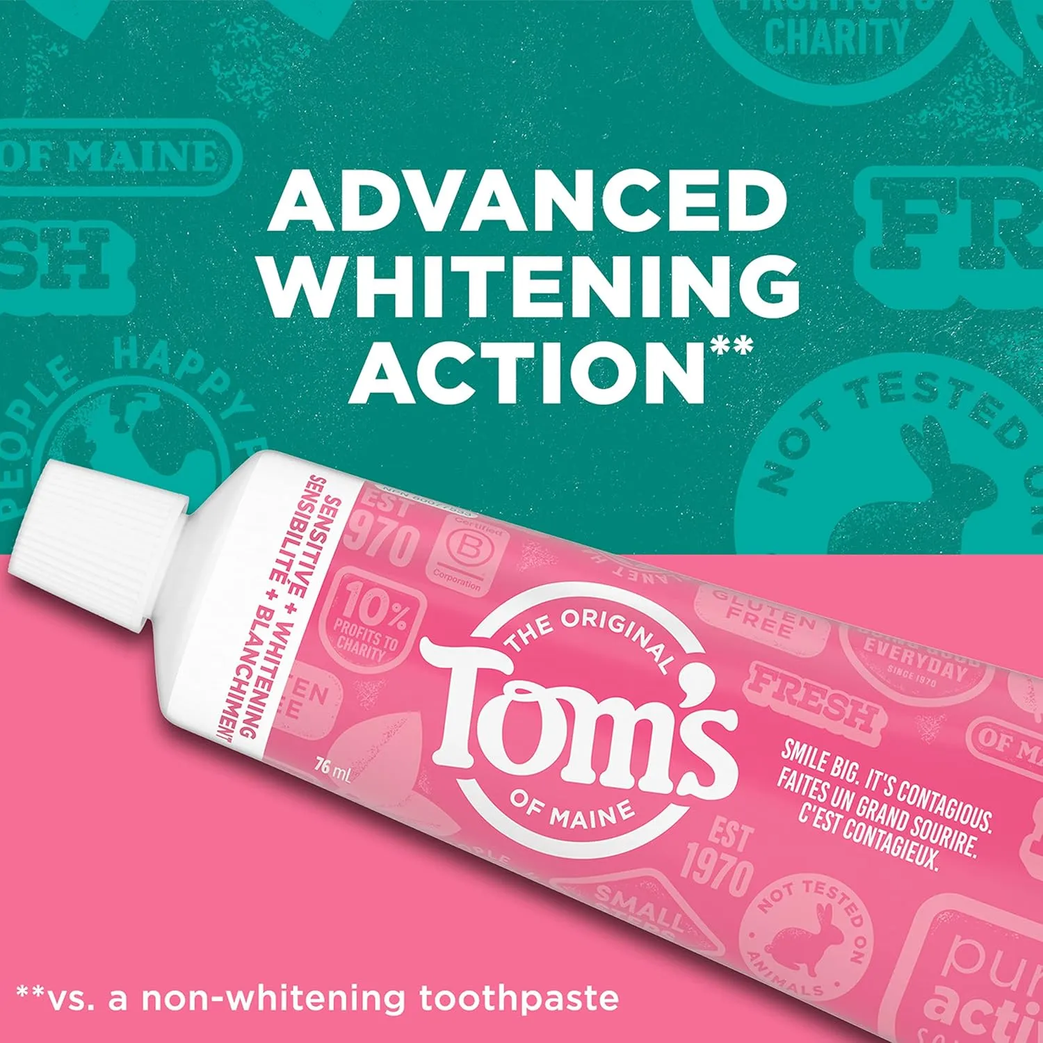 Tom's of Maine Sensitive   Whitening Fluoride Free Toothpaste,Soothing Mint 4.0 oz 3-Pack