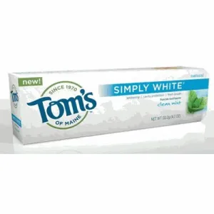 Tom's of Maine Simply White Clean Mint Toothpaste Paste, 4.7-Ounces Tubes