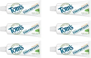 Tom's of Maine Travel Size Anticavity Fresh Mint Toothpaste, 3 oz. 6-Pack (Packaging May Vary)