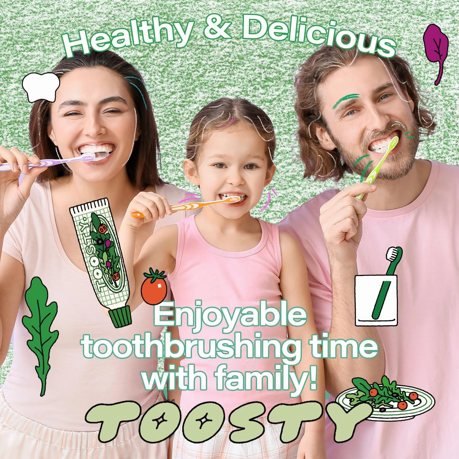 TOOSTY Rucola Toothpaste 80g ㅣ Natural Salad-Inspired Flavor ㅣ Herbal Gum Care ㅣ Tartar Control with TSPP ㅣ Vegan Certified ㅣ 14 Free Formula ㅣ Daily Fresh Oral Care