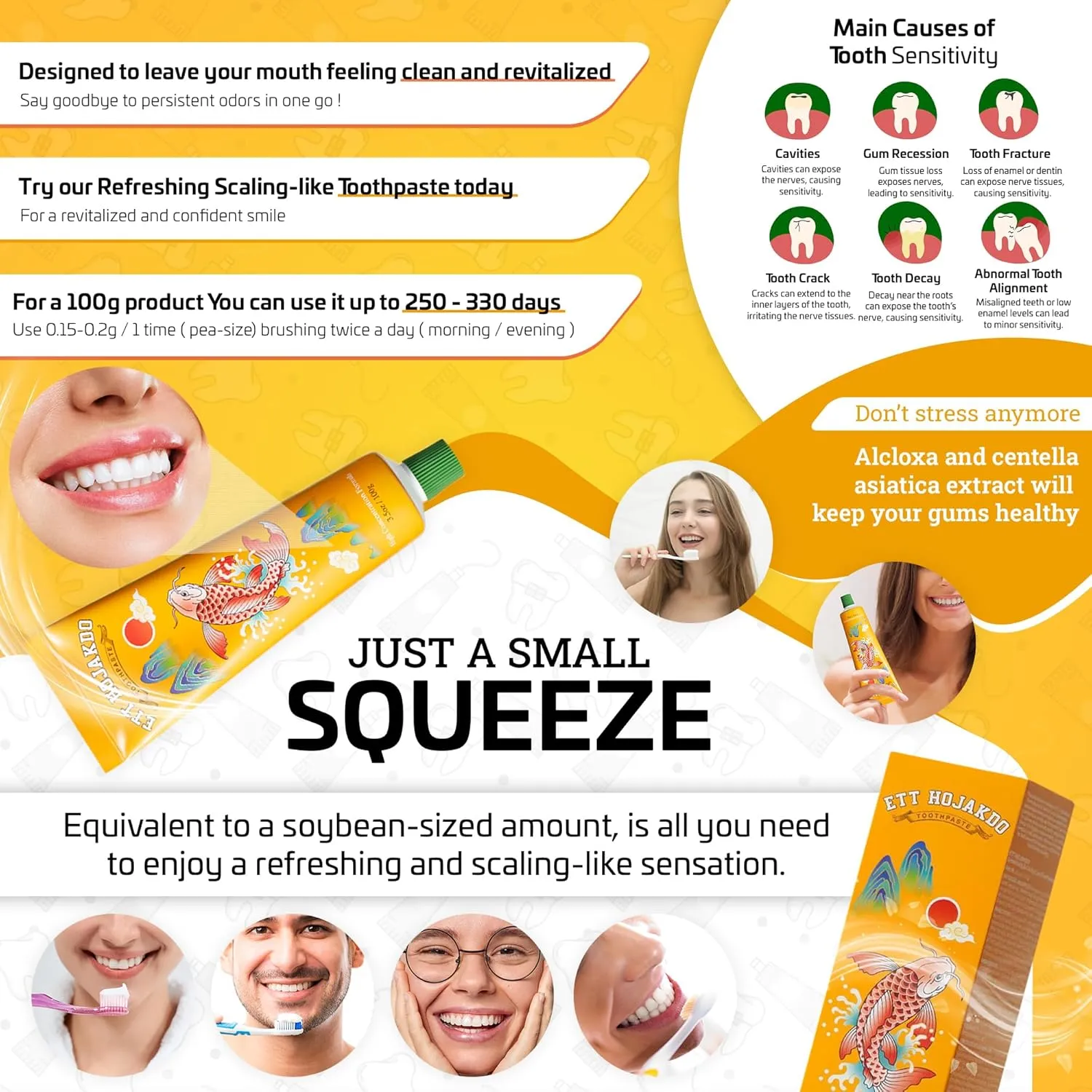 Toothpaste for Sensitivity & Cavity Care, 3-Pack (3.5oz/100g), Long-Lasting Formula, Freshens Breath & Removes Plaque, Made in Korea