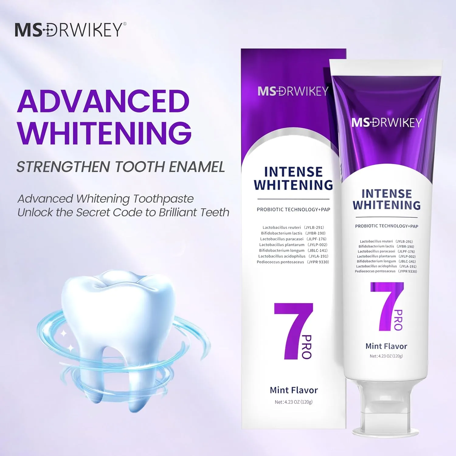 Toothpaste Set – 2-Pack 7-Pro Extra Whitening Toothpaste Tubes with Probiotics   1 Fresh Breath Tube, Fluoride-Free, Gentle and Effective Oral Care
