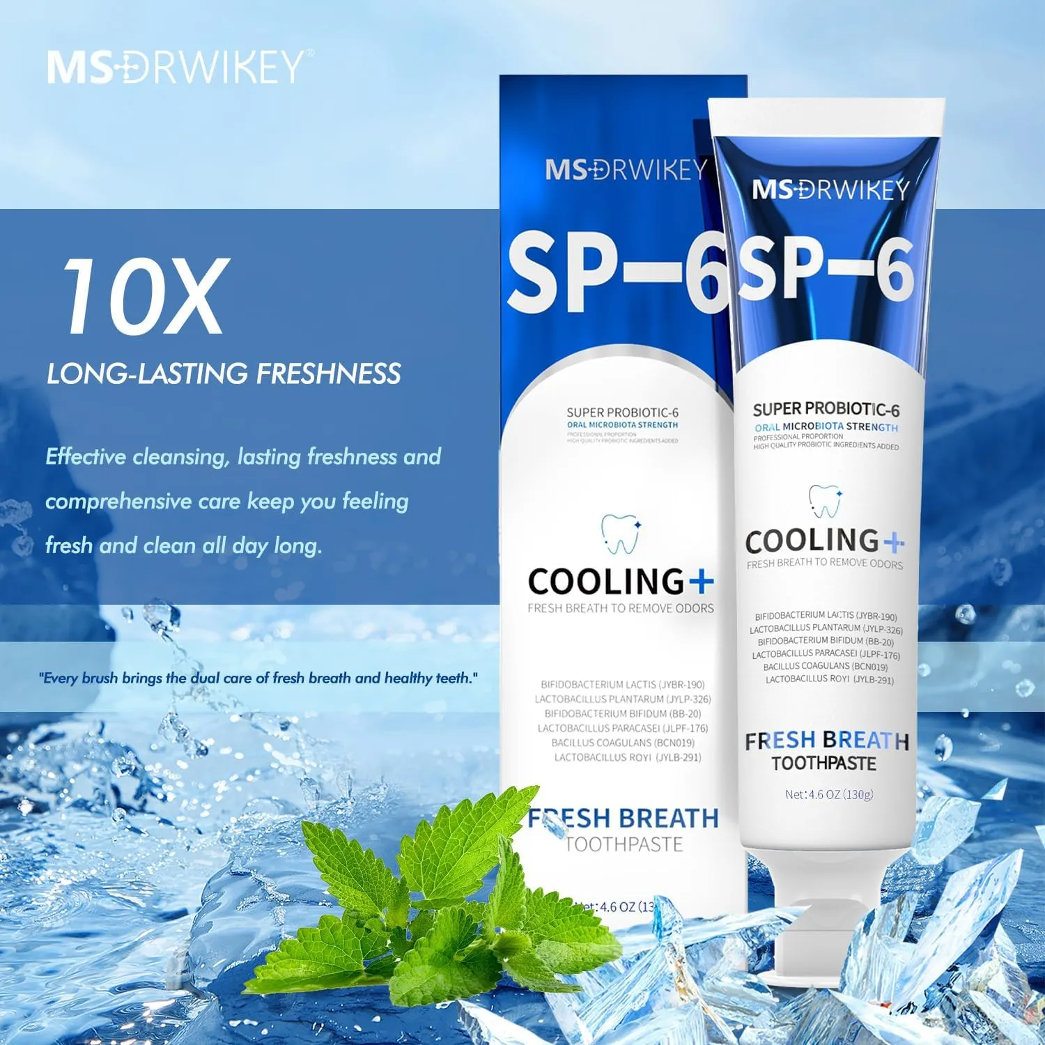 Toothpaste Set – 2-Pack SP-6 Cooling Fresh Breath Toothpaste   1 SP-6 Whitening Tube, Fluoride-Free, Gentle Daily Oral Care for Whitening and Freshness