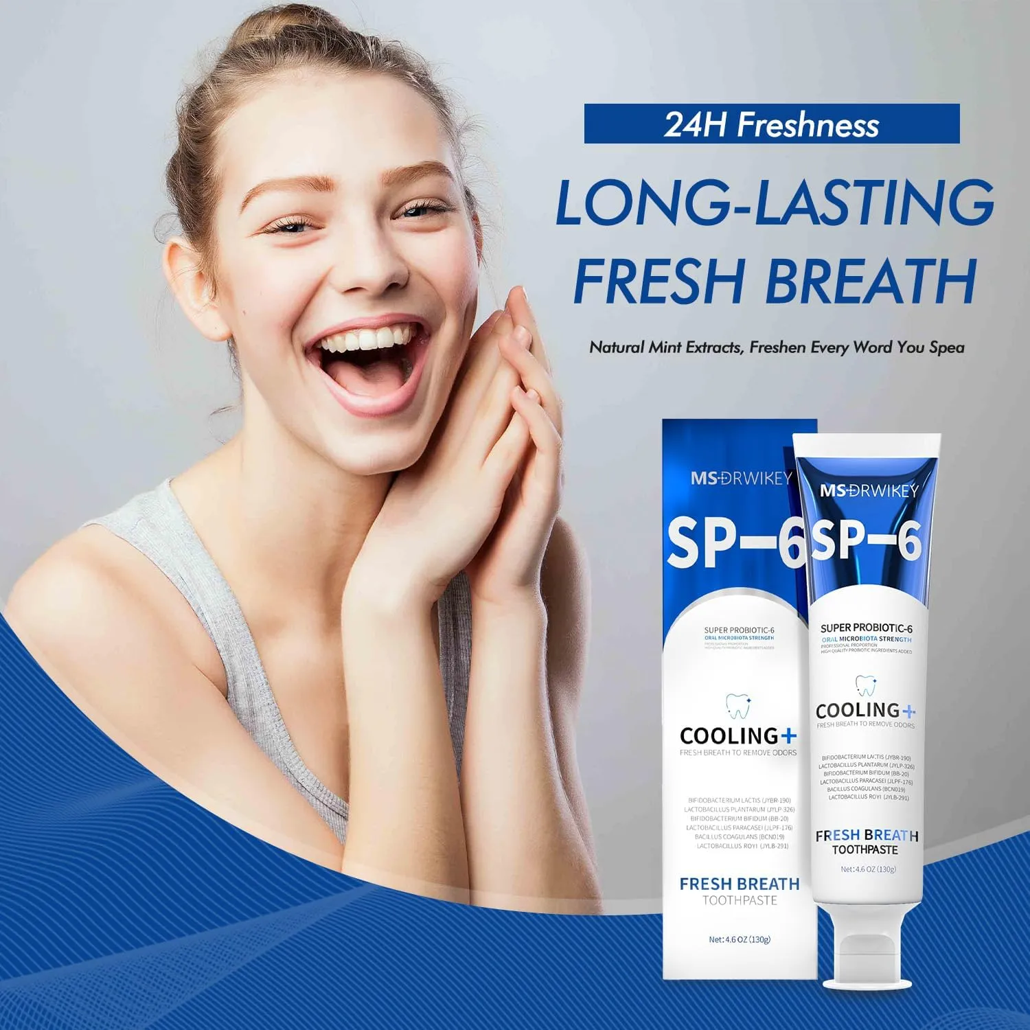 Toothpaste Set – 2-Pack SP-6 Cooling Fresh Breath Toothpaste   1 SP-6 Whitening Tube, Fluoride-Free, Gentle Daily Oral Care for Whitening and Freshness