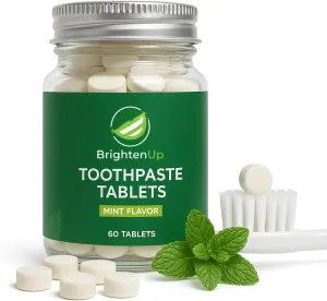 Toothpaste Tablets – Natural Whitening with Nano-Hydroxyapatite, Xylitol & Peppermint | Chewable, Fluoride-Free, Plastic-Free, TSA-Friendly | Remineralizes Enamel | 60 Tablets (1 Month)