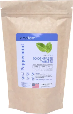 Toothpaste Tablets – Peppermint | Nano Hydroxyapatite Toothpaste Tablets Chewable | Fluoride Free l 350 Tabs