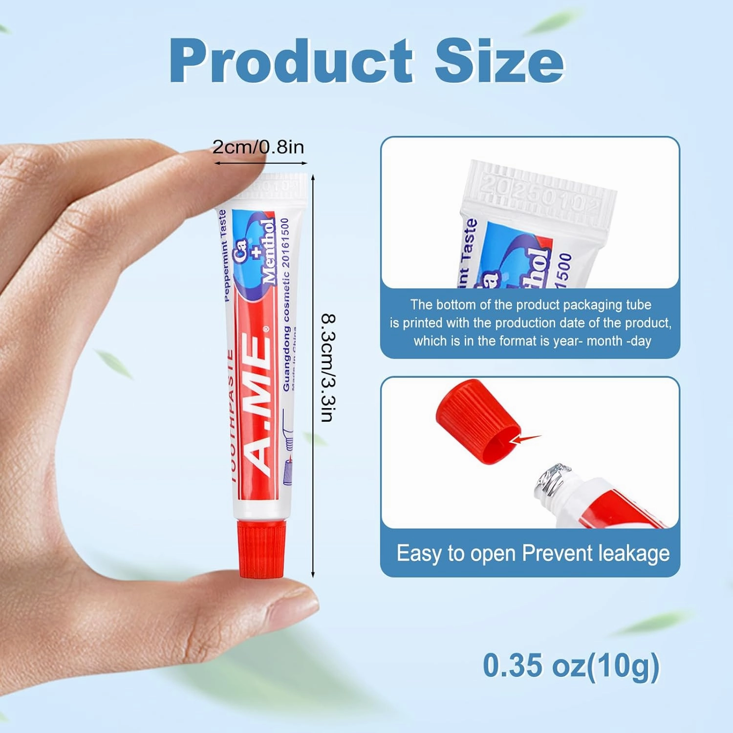 Toothpaste Bulk Travel Size, Disposable Small Travel Portable Mini Compact Pocket Size Toothpaste for Bad Breath, Vacation/Hotel/Camping Shelter/Homeless/Nursing Home/Charity 0.35 oz/ 10g (100 Tubes)