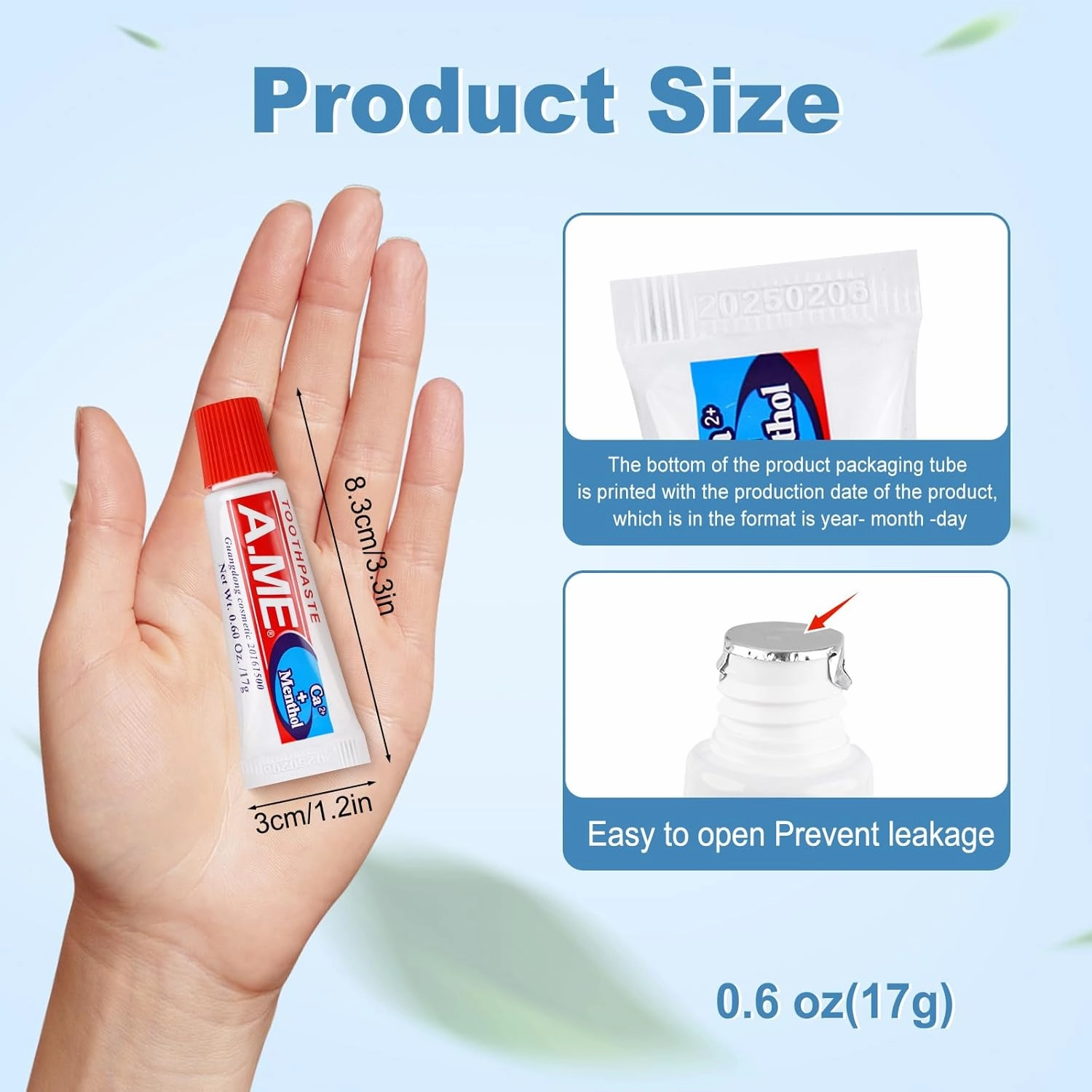 Toothpaste Bulk Travel Size, Disposable Small Travel Portable Mini Compact Pocket Size Toothpaste for Bad Breath, Vacation/Hotel/Camping Shelter/Homeless/Nursing Home/Charity 0.6 oz/ 17g (100 Tubes)