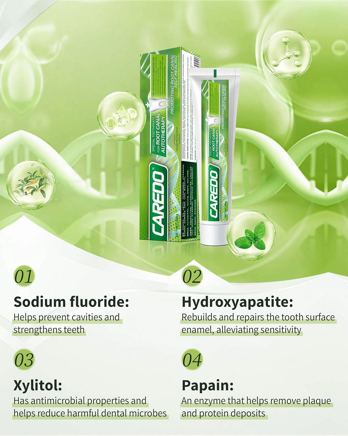 Toothpaste Gum Repair for Avoid Root Canal Therapy, Gingivitis Treatment for Pulpitis Discomforts and Tooth Repair, Remineralizing Hydroxyapatite Toothpaste for Root Canal Discomforts, Mint 3.52 OZ