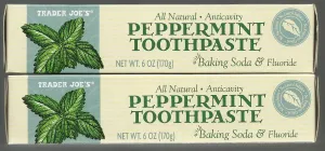 Trader Joe's All Natural Anticavity Peppermint Toothpaste with Baking Soda and Fluoride 6oz (Pack of 2)
