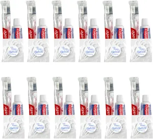 Travel Size Cavity Protection Toothpaste .85 Oz and Soft Toothbrush Bundle with Gladness! 5-Pack Floss Picks TSA Approved Size Bulk (12 Count)