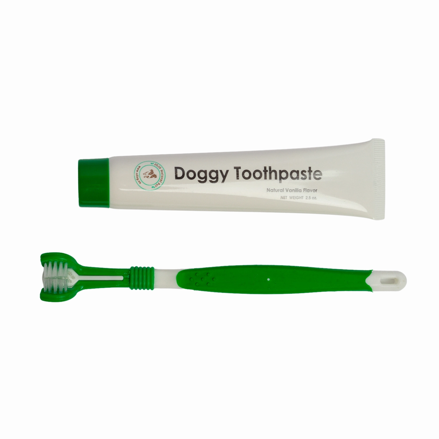 Triple Headed Dog Tooth Brush with Toothpaste-2pc Dental Kit
