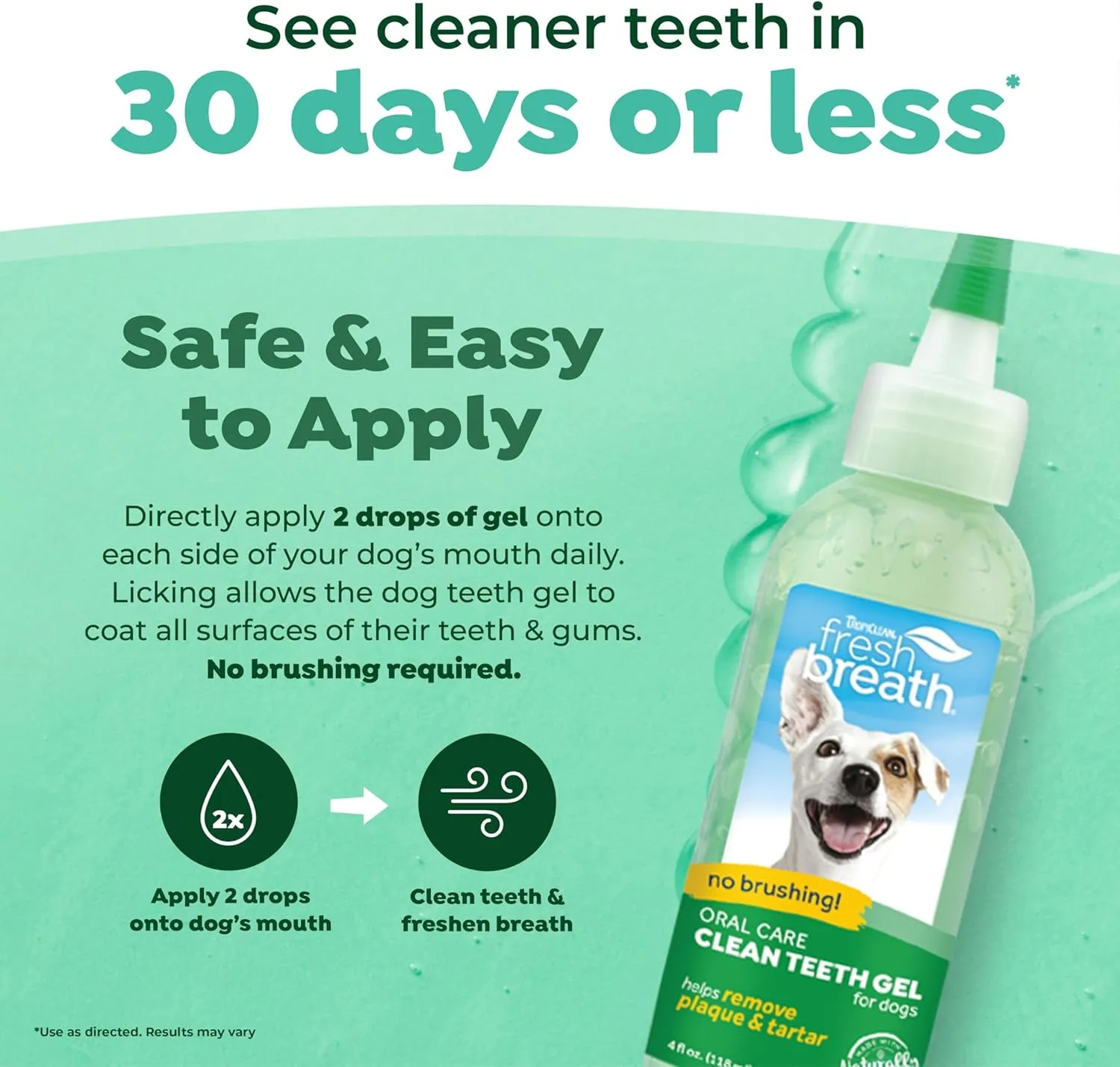 TropiClean Fresh Breath Dog Toothpaste for Teeth Cleaning, Breath Freshener, Easy to Use Plaque & Tartar Remover Gel, No Toothbrush Needed, 4oz.