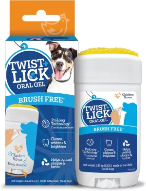 Twist   Lick Dental Gel for Dogs, Cleans Teeth and Freshens Breath for 24 Hours, Chicken Flavor, 2 oz, 30 Day Supply