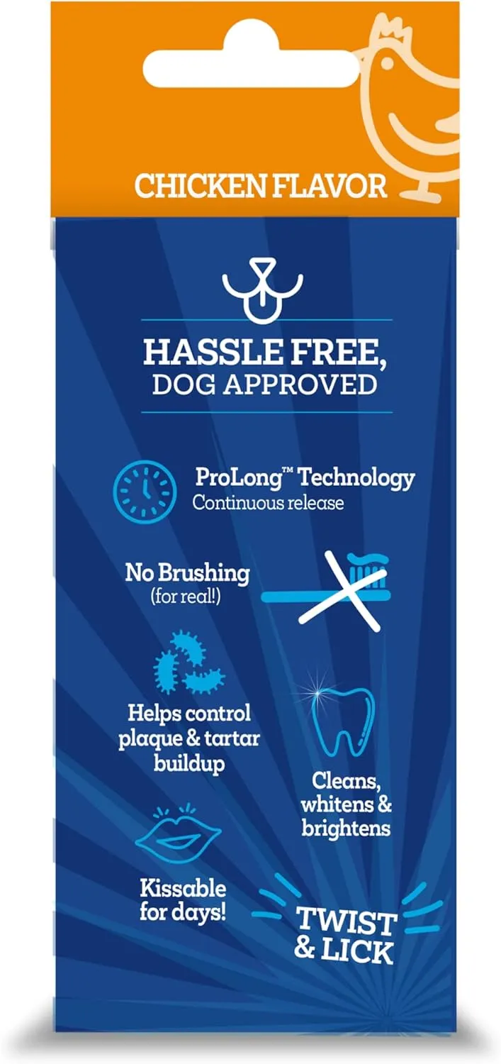 Twist   Lick Dental Gel for Dogs, Cleans Teeth and Freshens Breath for 24 Hours, Chicken Flavor, 2 oz, 30 Day Supply