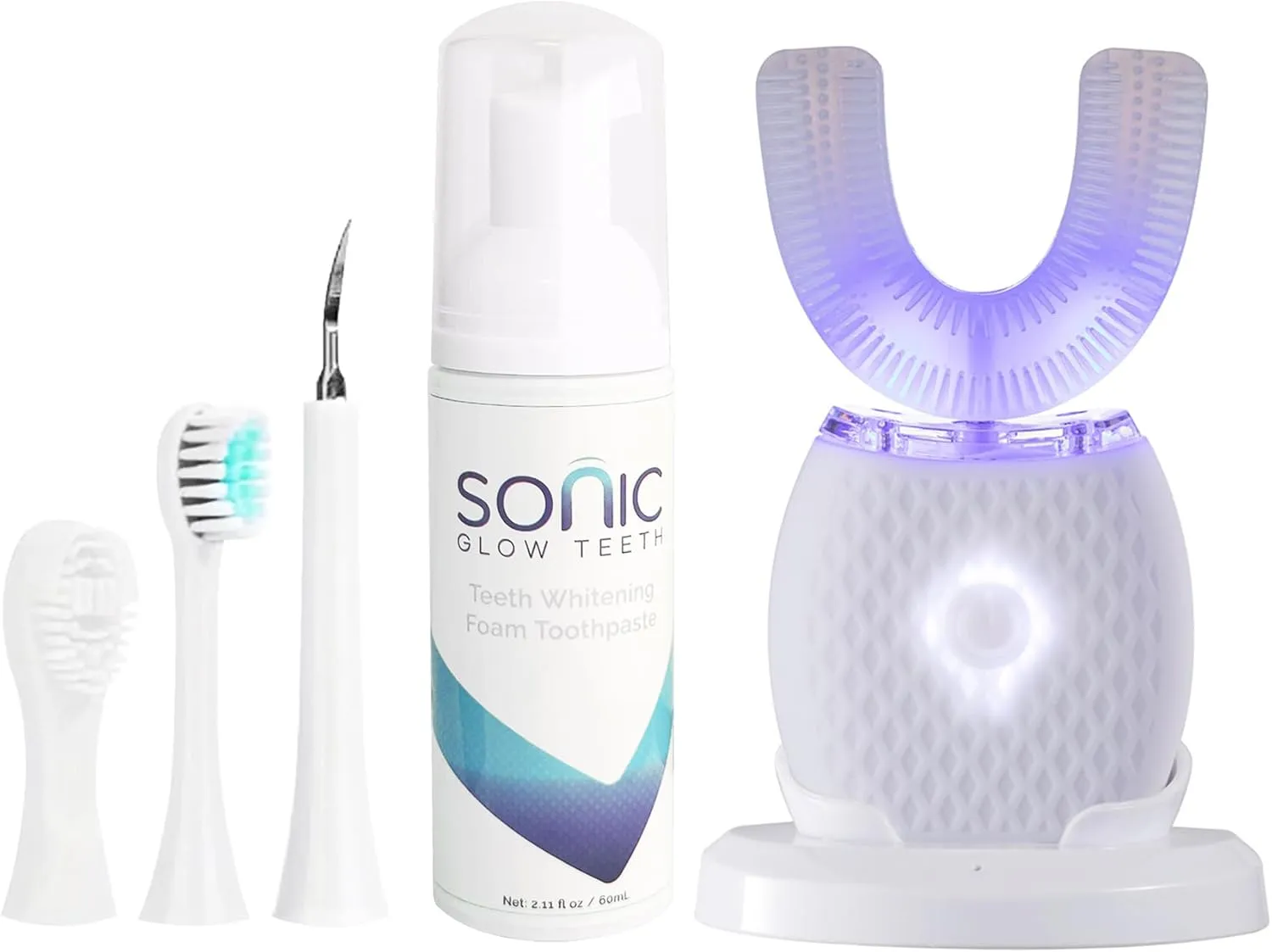 Ultrasonic Toothbrush for Adults Automatic Electric Toothbrush Portable Washable Soft Bristles 30s Automatic Timer Wireless Charging Dual-Use for Travel & Home (White, Adult)