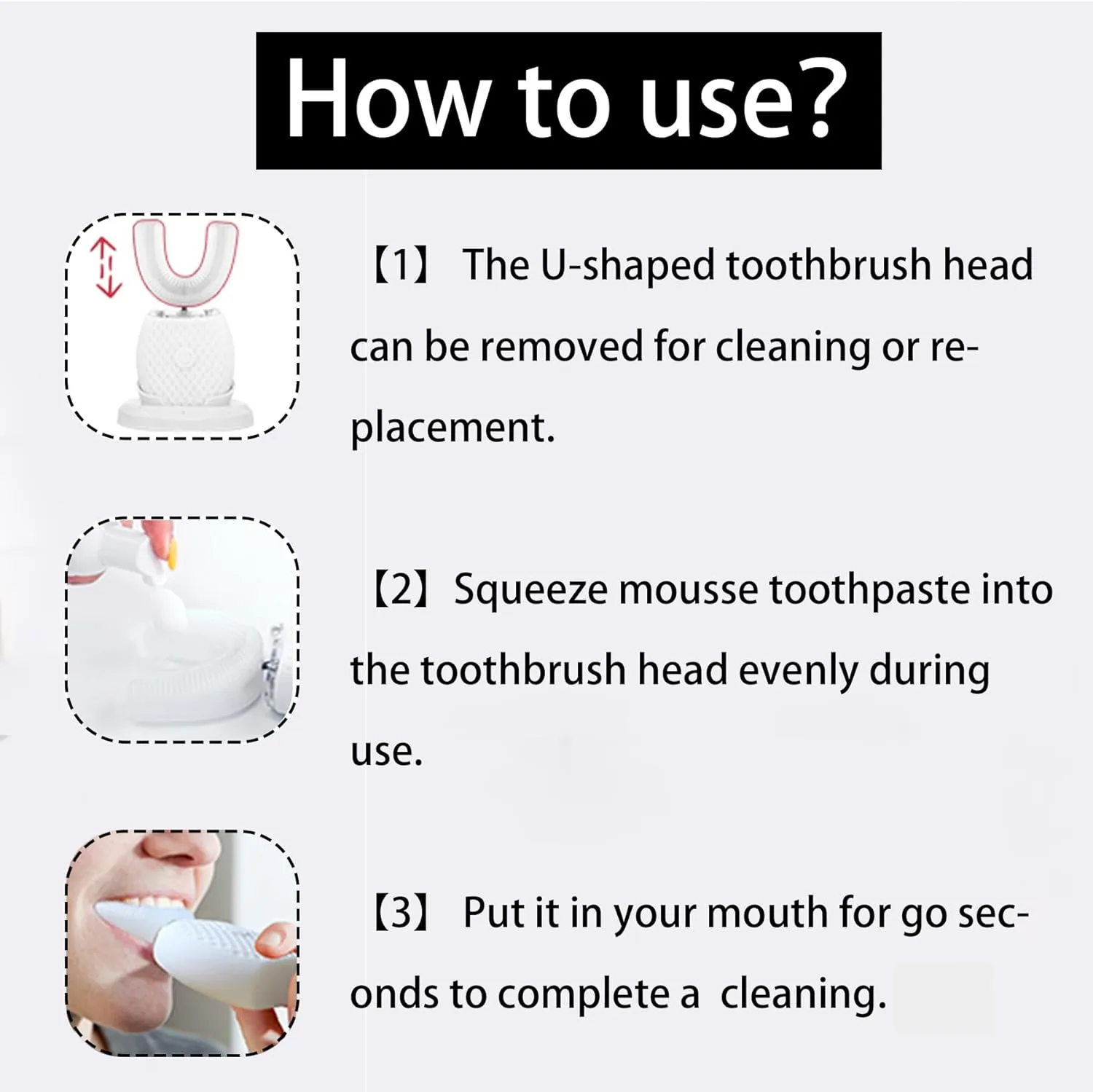 Ultrasonic Toothbrush for Adults Automatic Electric Toothbrush Portable Washable Soft Bristles 30s Automatic Timer Wireless Charging Dual-Use for Travel & Home (White, Adult)