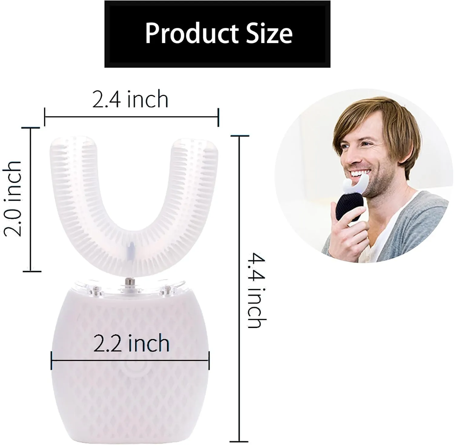 Ultrasonic Toothbrush for Adults Automatic Electric Toothbrush Portable Washable Soft Bristles 30s Automatic Timer Wireless Charging Dual-Use for Travel & Home (White, Adult)