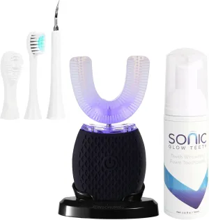 Ultrasonic Toothbrush for Adults Automatic Electric Ultrasonic Toothbrush 30'' Automatic Timer Wireless Charging Washable Travel Home Dual-use (Black, M)
