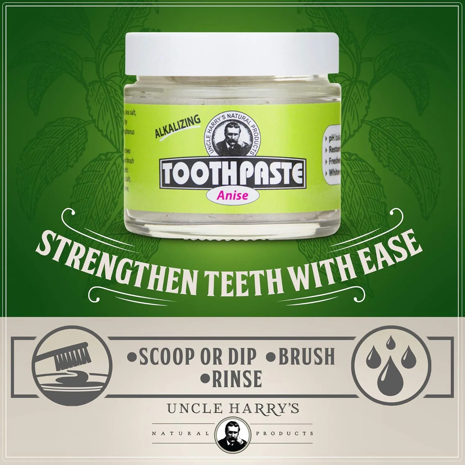 Uncle Harry's Fluoride Free Toothpaste - Anise (3 oz glass jar)