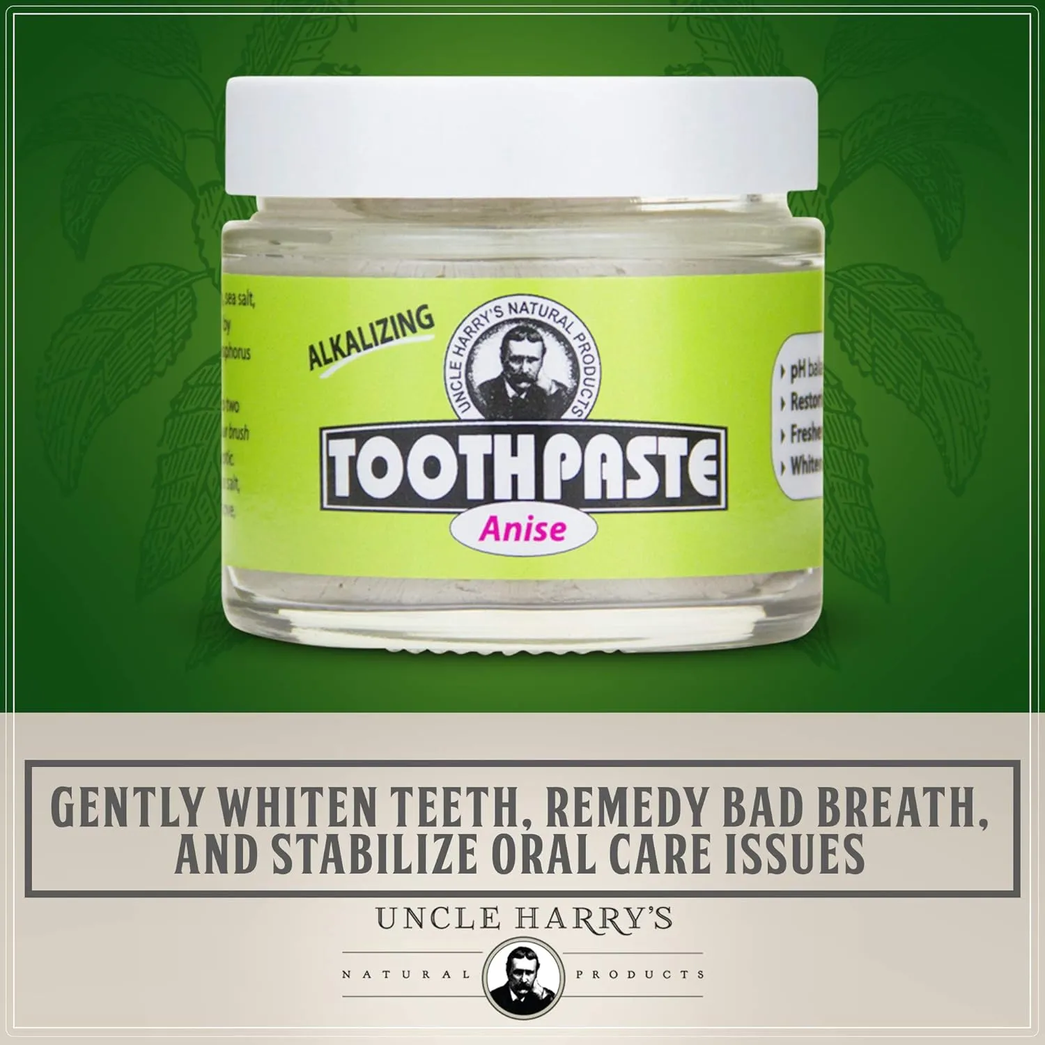 Uncle Harry's Fluoride Free Toothpaste - Anise (3 oz glass jar)