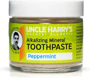 Uncle Harry's Natural & Fluoride-free Remineralizing Toothpaste - Freshens Breath & Strengthens Enamel - Peppermint, 3 Ounce (Pack of 1)
