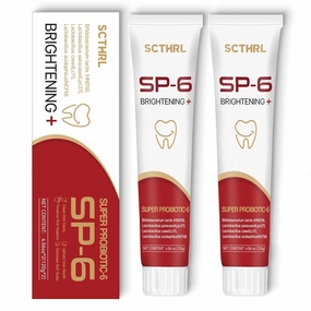 Upgraded SP-6 Probiotic Whitening Toothpaste, Advanced Whitening Formula with 4 Probiotics, Mint Flavor for Fresh Breath, Fluoride-Free, Removes Plaque, Protects Enamel, Perfect for Family Oral Care.