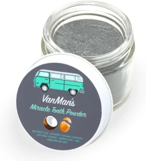 Vanman’s - Miracle Tooth Cleaning Powder Toothpaste - Fluoride-Free Whitening Tooth Powder with Coconut Charcoal, Eggshell Powder - Remineralizing Tooth Powder - 2.5 Ounce