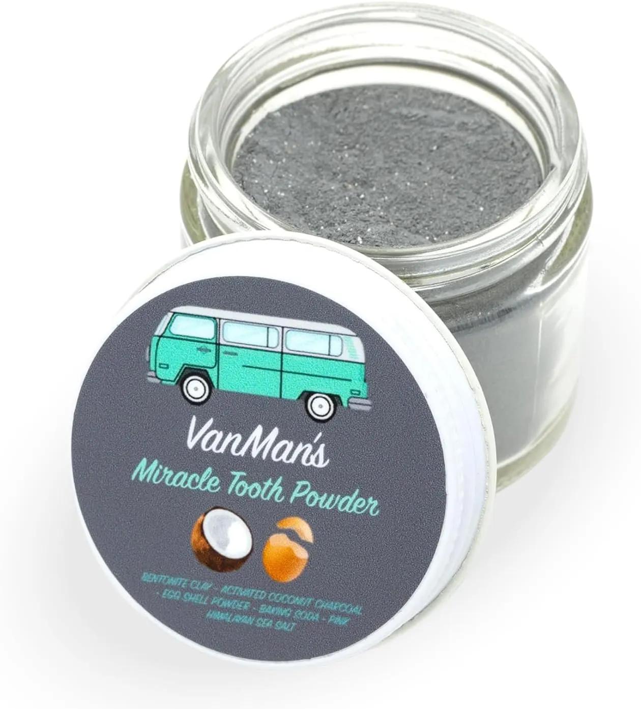 Vanman’s - Miracle Tooth Cleaning Powder Toothpaste - Fluoride-Free Whitening Tooth Powder with Coconut Charcoal, Eggshell Powder - Remineralizing Tooth Powder - 2.5 Ounce